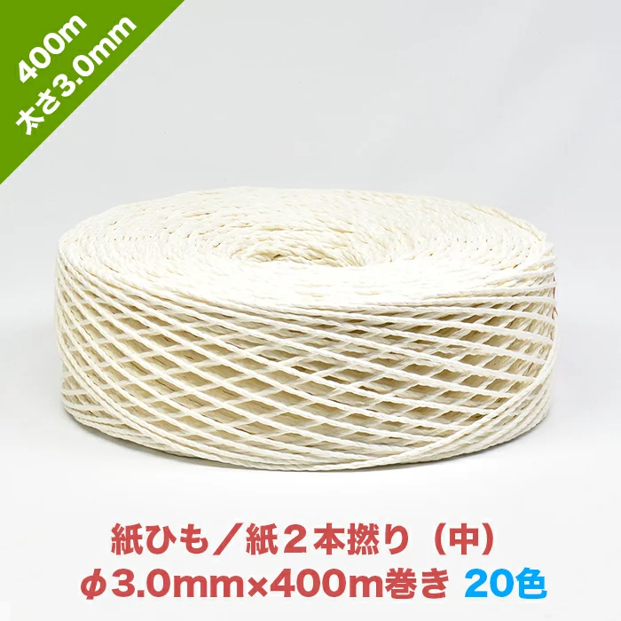 kimi 60枚 早瀬工業公式】カラー紙ひも / ケミカロープ (P) 紙2本撚り(中) 全20色