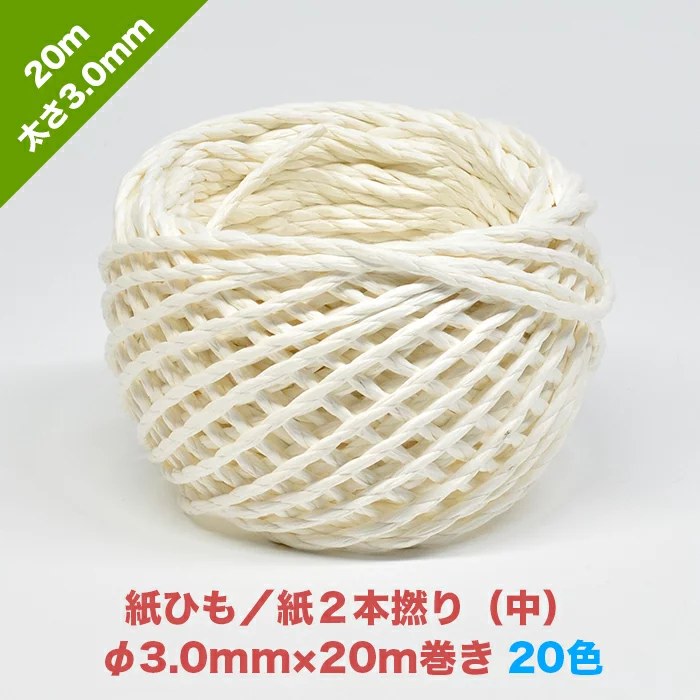 早瀬工業公式】カラー紙ひも / ケミカロープ (P) 紙2本撚り(中) 全20色