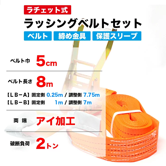 早瀬工業公式】ラチェット式 ラッシングベルトセット – 早瀬工業公式